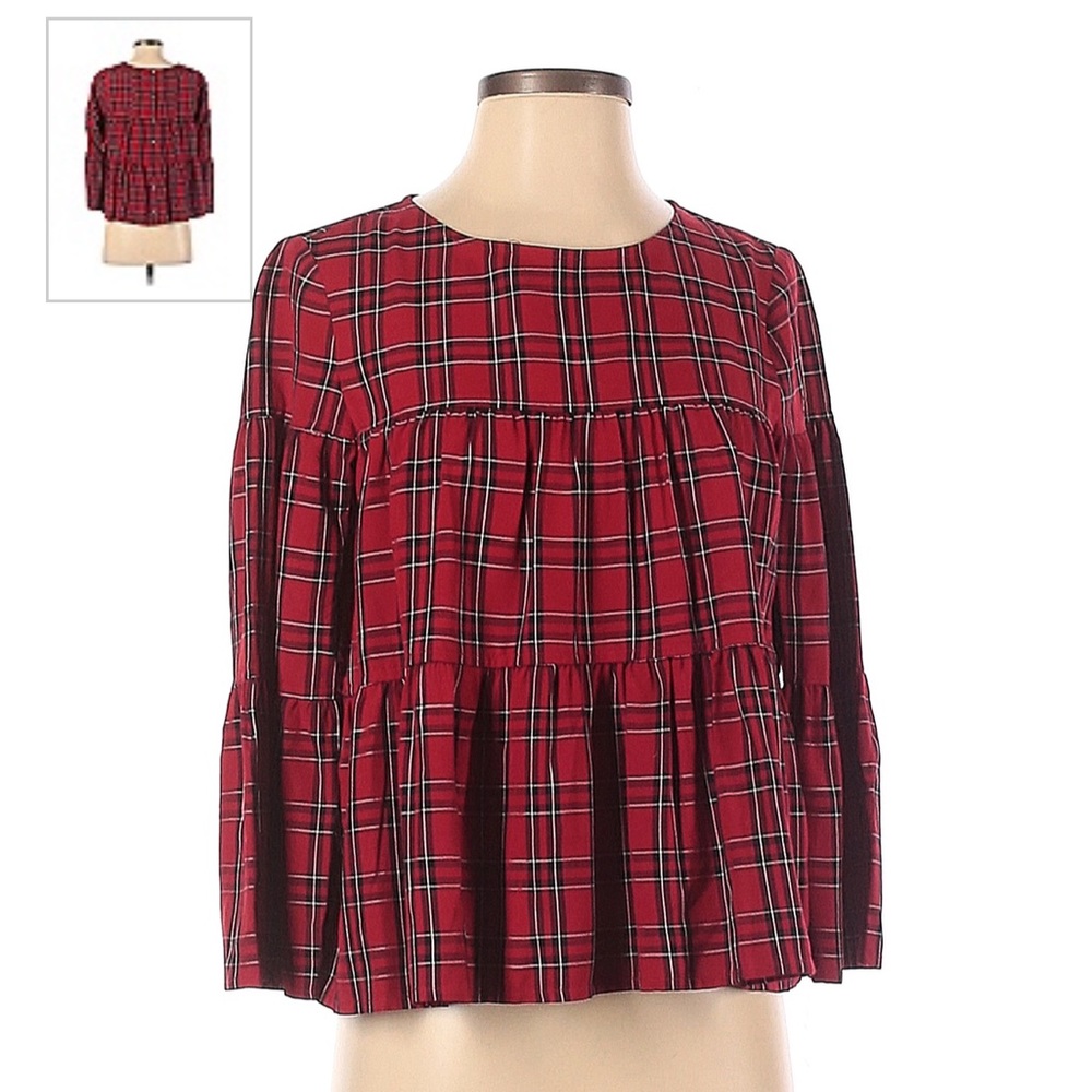 Madewell Long Sleeve Plaid Blouse-XL